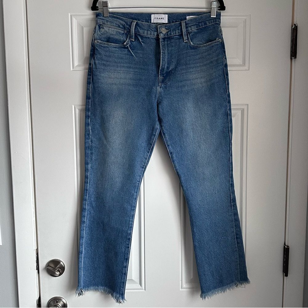 FRAME jeans denim‎ pants size 30 Le High Straight in Utopia ankle cropped - Picture 2 of 7